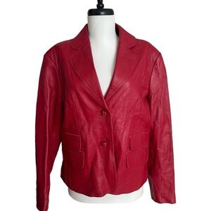 Pamela McCoy Red Leather Jacket Blazer